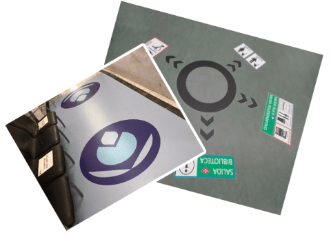 Vinilos adhesivos suelos Madrid - Rotulación distancia seguridad